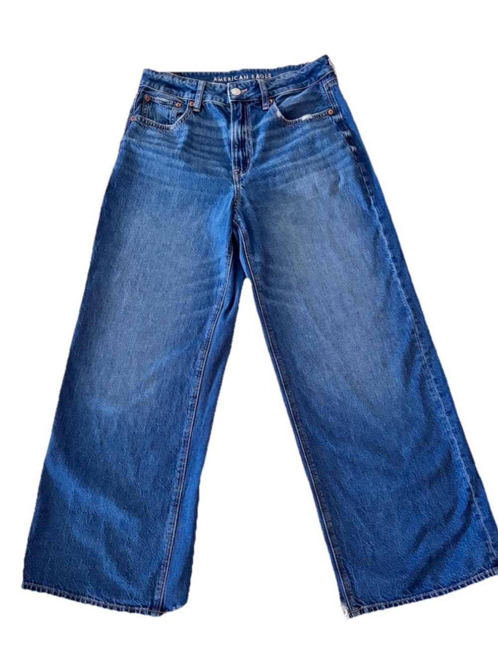 AE Super High Rise Baggy Wide Leg Ankle Jeans 2 Reg